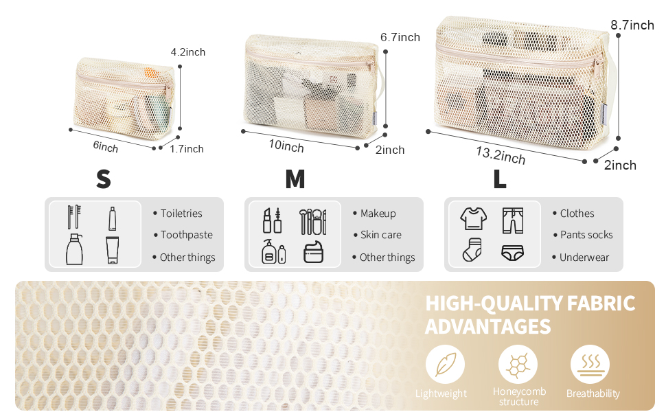 Mesh Travel Toiletry Bag, Transparent Standing Pouch