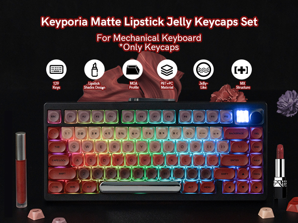 Keyporia Matte Lipstick Jelly Keycaps Set For Mechanical Keyboard