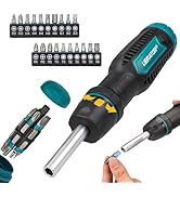 LIBRATON Ratchet Screwdriver Set, 33-in-1 Multi-Bit, Magnetic, Slotted/Philips/Pozi/Torx/Hex/Squa...