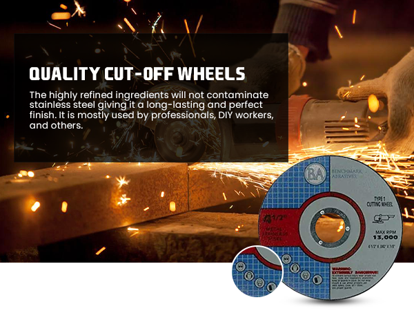 High-performance cut-off wheels for precise cutting of metal, steel, and pipes.