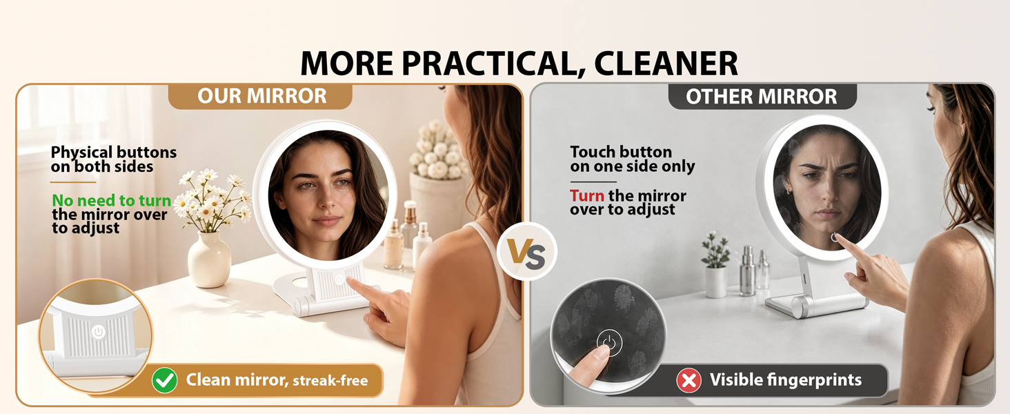 Featuring smart double-sided touch button for easy light adjustment