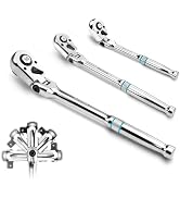 DURATECH 3-Piece Flex-Head Ratchet, 90-Tooth Quick-Release Ratchet Wrench | 1/4", 3/8", 1/2" Sock...