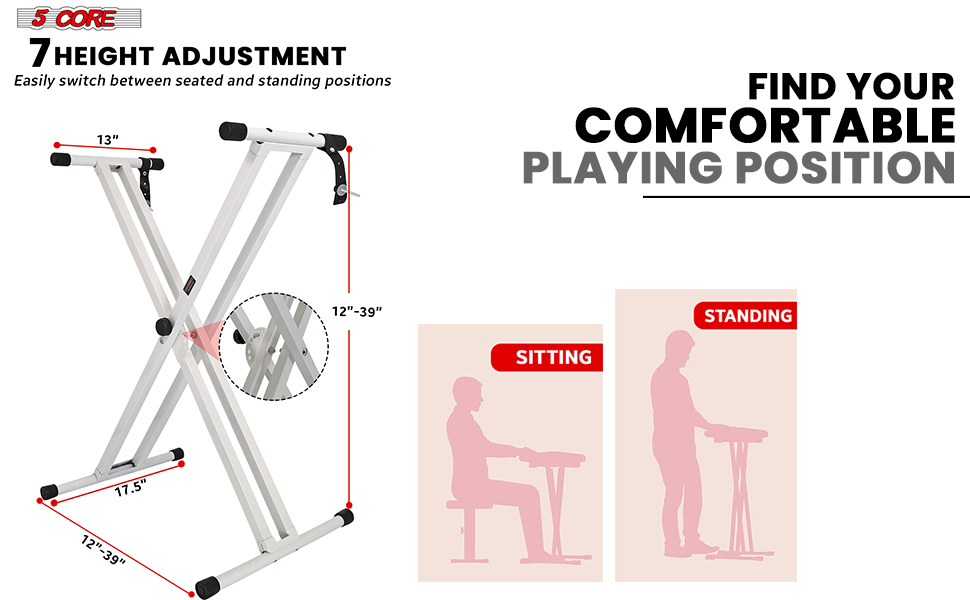 Keyboard Stand Single X Style 7 Adjustable Digital Electric Piano 61 76 88 Keys