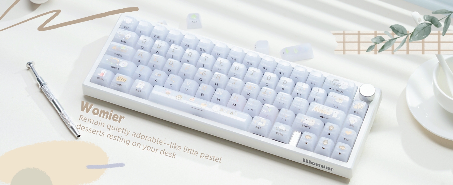 Keyboard Keycaps Jelly, White Ceramic Keycaps Style, Cake Sheep Key cap