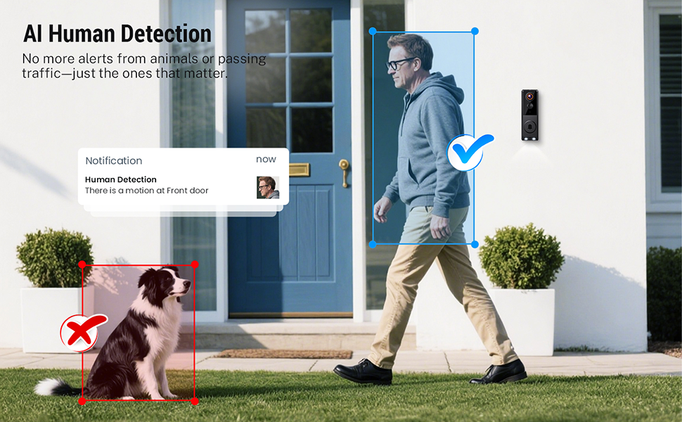 1080P Wireless Smart Doorbell Camera AI Human Detection