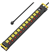 CRST 12 Outlets Long Power Strip, 9 FT Cord Metal Surge Protector Power Strip with Individual Swi...