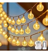 Minetom Crystal Globe String Lights Battery Operated - 33 ft 60 LED Globe Fairy Lights with Remot...