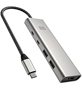 Minthouz USB C Hub,5-in-1 USBC to HDMI Splitter with 4K @60hz Display with 125W PD/10Gpbs USB-A D...