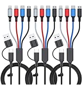 6 in 1 Multi Charging Cable 3Pack-6FT Multi USB Cable 3A Multi Charger Cable Braided Multiple Pho...