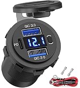 12V USB Outlet Qidoe Dual 18W Quick Charge 3.0 Port &amp; 20W PD 12V USB C Car Charger Socket with Vo...
