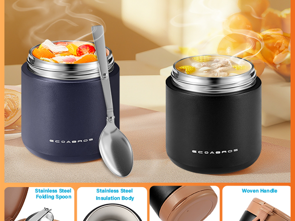 15.2oz Kids Thermos Food Jar – SUS316 Insulated Lunch Container with Handle &amp;amp; Spoon