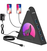 Powered USB Hub 3.0, JoyReken USB Hub with 4 USB 3.0 Data Ports and 2 USB Smart Charging Port, US...