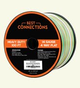 BEST CONNECTIONS 4 Way Bonded Flat Trailer Wire (100 Feet) – 14 Gauge 4 Single Conductor Primary ...