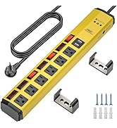 CRST 6-Outlet Heavy Duty Power Strip with USB and Individual Switches, 1200 Joules Metal Mountabl...