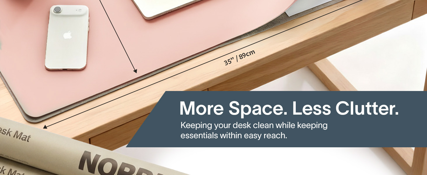 leatherette more space less clutter desk blotter vegan leather blotter clean dual desert blush pink