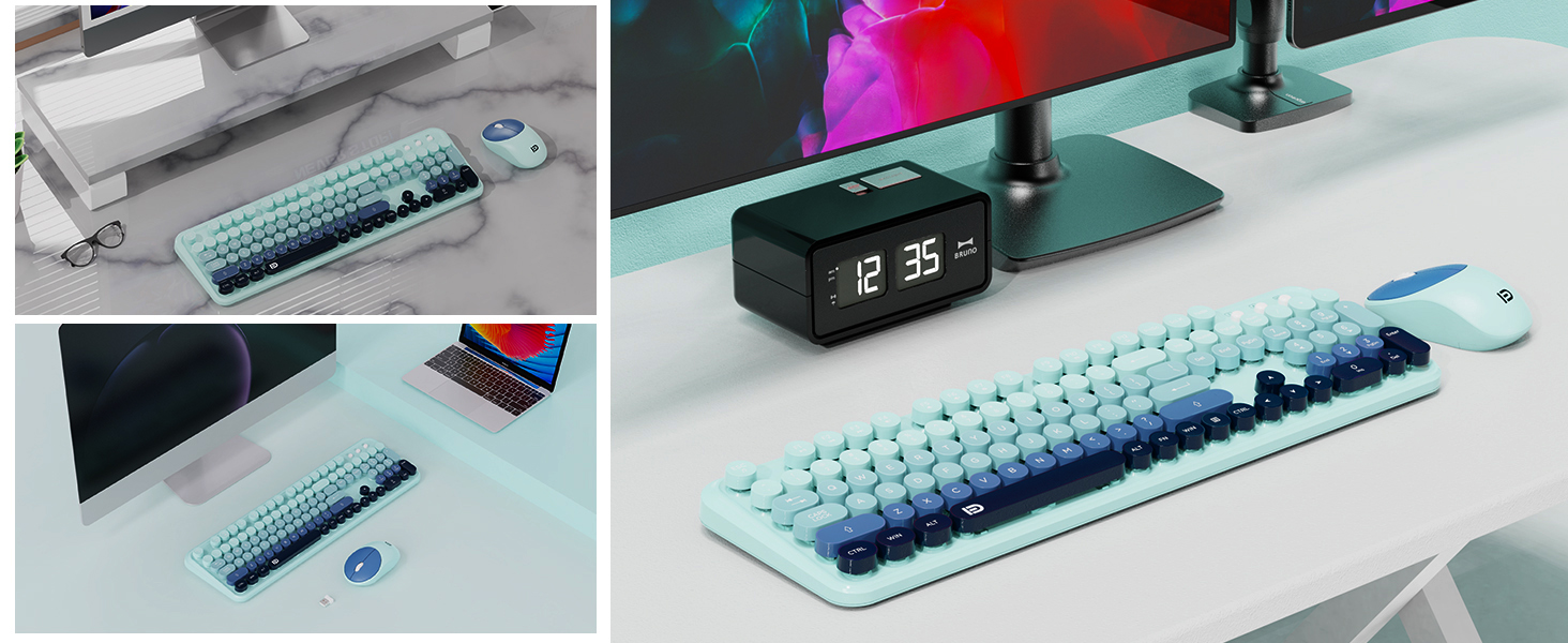 creamy keyboard with round keys aesthetic design