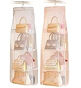MURRI&amp;MURRDI 2 Packs Hanging Handbag Organizer for Closet, Purse Storage Holder with 8 Clear Pock...