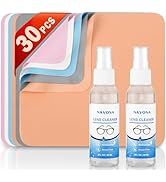 Navona 30 Pack Microfiber Glasses Cleaning Cloths with 2 Lens Cleaner Sprays, Premium Eyeglass Cl...