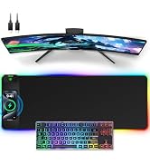 Wireless Charging Mouse Pad, 31.5"x11.81" XL Gaming Mousepad with 11 RGB Colors &amp; 5 Lighting Mode...