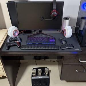 Nicwe gaming setup with keyboard and wrist rest, professional gamer desktop accessories.