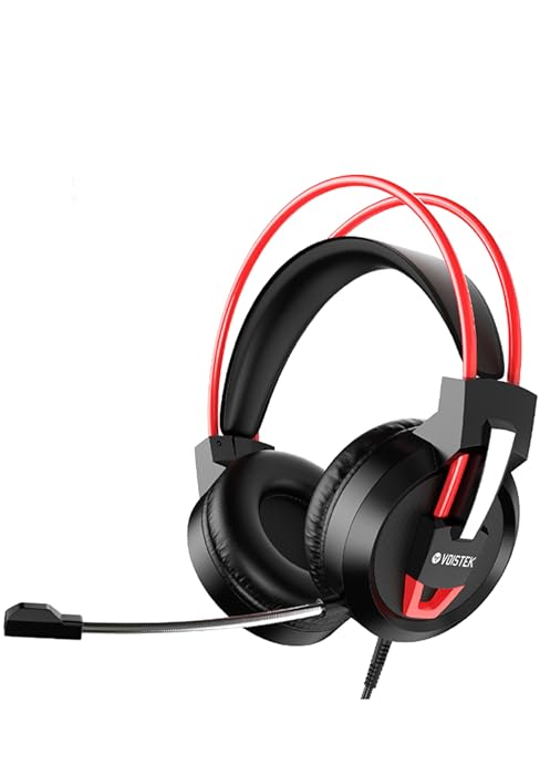 Voistek Gaming Headsets with Microphone, Surround Sound, Noise Cancellation - Red