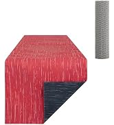 2 in 1 Solid Coffee Table Runner, 13" x 72", Reversible Design with Non-Slip Mat, Durable &amp; Washa...