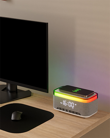 Wireless Charging Alarm Clock Speaker