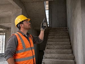 COROLLATA bilateral laser distance meter displaying fractional inch readout at construction site