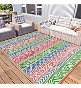 MontVoo Outdoor Rug Carpet Waterproof-Patio Rug Mat 5x8 Reversible RV Camping Rug Picnic Mat Plas...