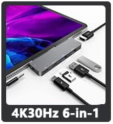 USB C HUB for iPad Pro 11/12.9" 2021 2020 2018,Adapter for iPad Air 4,6 in 1 iPad Pro Hub with 4K...