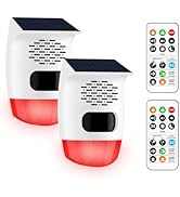 PILSAMAS 2-Pack Solar Motion Sensor Alarm - Custom Voice Upload, Deer &amp; Raccoon Deterrent, Motion...