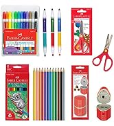 Faber-Castell Back to School Supplies Set - 12 DuoTip Markers, 12 Colored Ecopencils, Child Safe ...