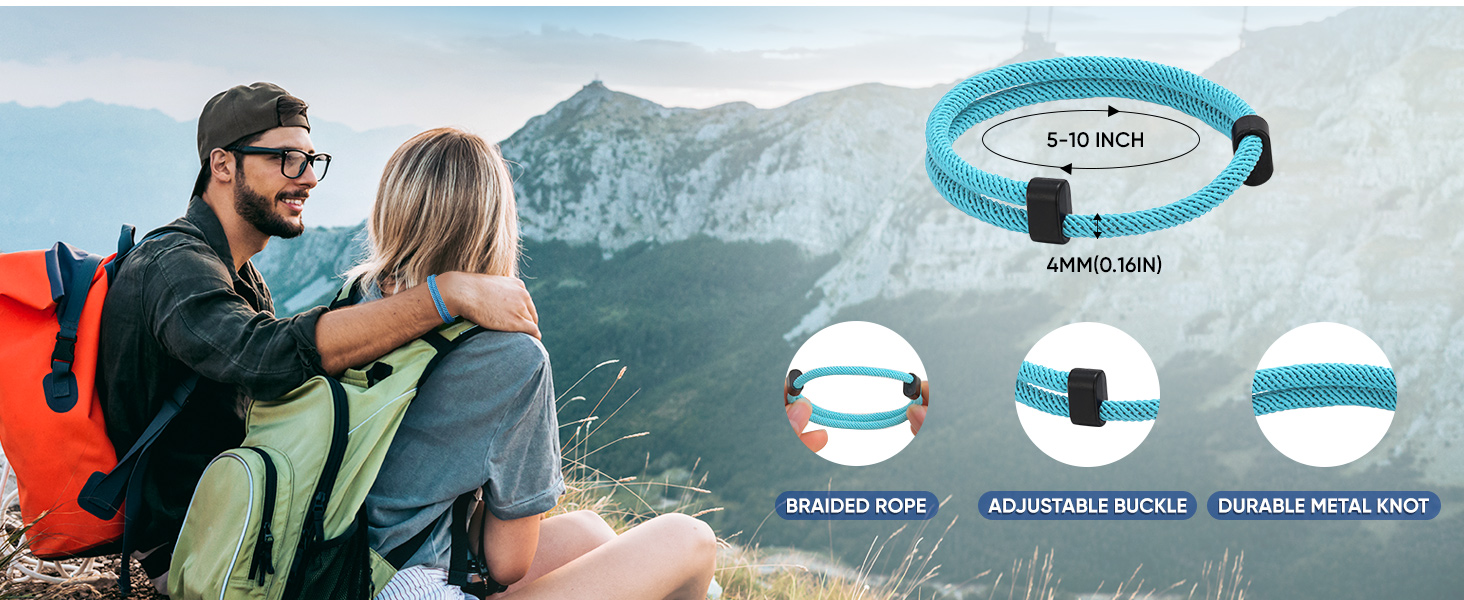 10PCS Braided Rope Cord Bracelets Set