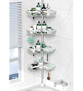 DAOYA Corner Shower Caddy Tension Pole - Chrome Tension Rod Shower Caddy Adjustable Shampoo Holde...