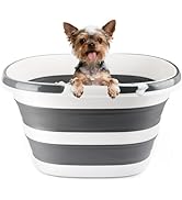 28L Large Collapsible Mop Bucket with Handle for Cleaning, Silicone Portable Pet Bathtub for Pupp...