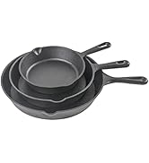 Commercial CHEF 3-Piece Cast Iron Skillet Set – 6 inch, 8 inch, and 10 inch - Pre-seasoned Cast I...