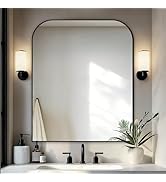 Delma Bathroom Vanity Mirror,36" x 30" Black Metal Framed Wall Mirror for Over Sink, Living Room,...