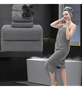 8 Piece Bathroom Towel Set Dark Gray |2 Oversized Large Bath Towels Sheet,2 Hand Towels and 4 Was...