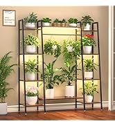 BACEKOLL Plant Stand Indoor with Grow Lights, 6 Tiered Metal Plant Shelf, 55