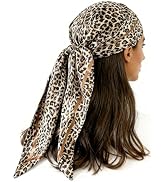 Bawnhaw 35" Large Satin Head Scarf Women Silk-Like Bandana Printed Square Scarves Neck Scarf for ...