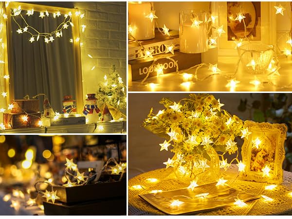 Battery Star String Lights Warm White