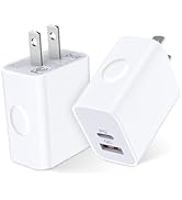 2-Pack Apple Charger Block, 20w iPhone Fast Charger Dual Port USB C Fast Charging Block for iPhon...
