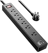 6Ft Power Strip Surge Protector - Yintar Extension Cord with 6 AC Outlets and 3 USB Ports for for...