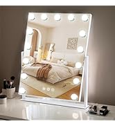 ZBOCAI Vanity Mirror with Lights, 17'' x 13'' Lighted Makeup Mirror for Desk, Hollywood Mirror wi...
