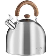 MAXCOOK Tea Kettle, 18/8 Stainless Steel Whistling Teapot, 5.29 Quart Camping Tea Kettle for Stov...