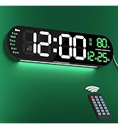13.7 Inch Wall Clock, Large Wall Clock with Remote Control RGB Night Light Automatic Brightness D...