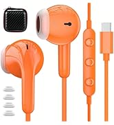 USB C Wired Earbuds for iPhone 17 16 15 Pro Max, Type C Headphones with Mic Volume Control for Sa...