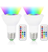 Bonlux 10W LED PAR20 RGB Dimmable Spotlight E26 Medium Base Color Changing Flood Light Bulb with ...