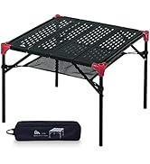 iClimb Extendable Folding Table Large Tabletop Area Ultralight Compact with Hollow Out Tabletop a...