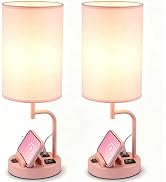 Dreamholder 2 Pack Table Lamp, Bedside Lamp with 3 USB Charging Ports &amp; AC Outlet, USB Desk Lamp ...